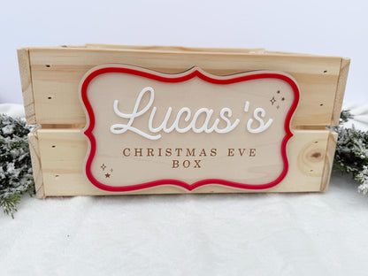 Christmas Eve Box Plaque for Kids – Christmas Crate Sign, Special Delivery Wooden Christmas Eve Box for Kids, Holiday Box Name Tag