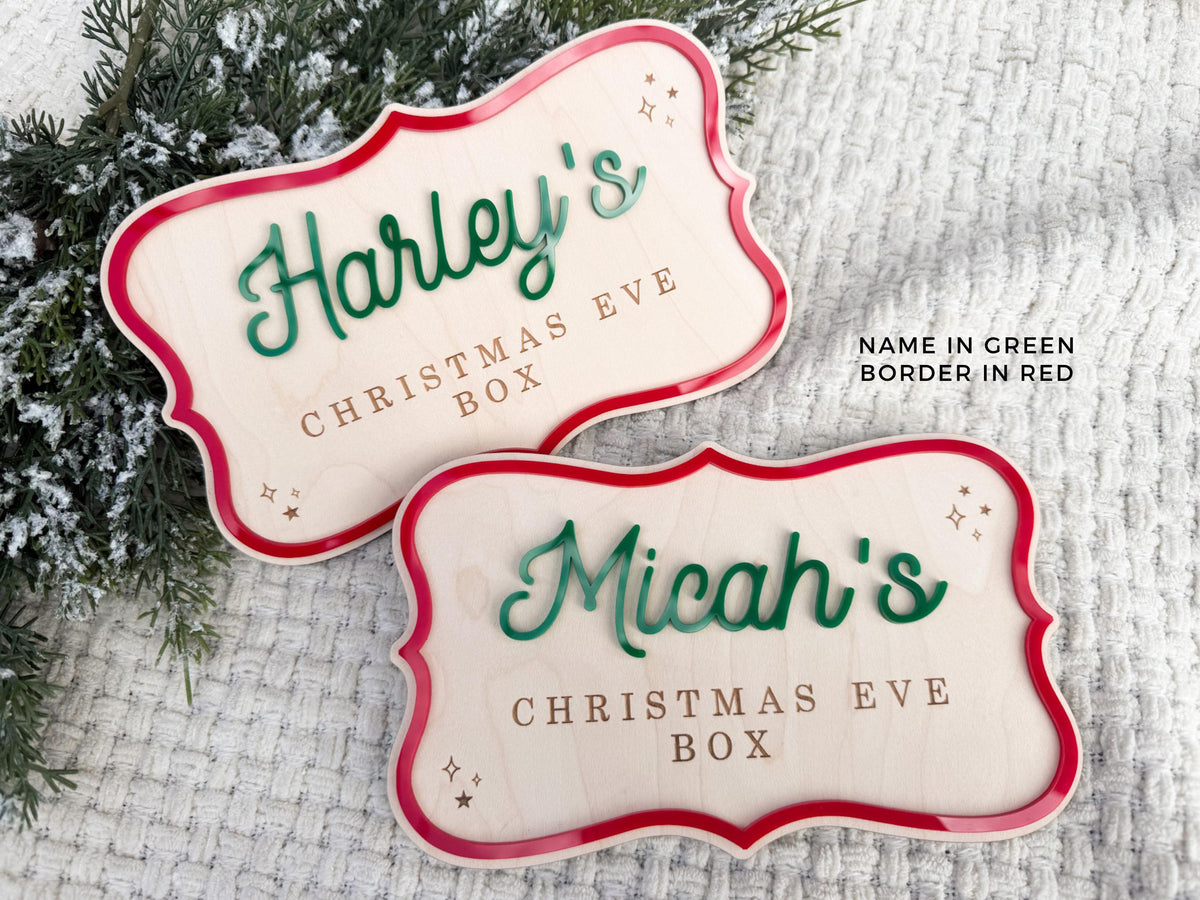 Christmas Eve Box Plaque for Kids – Christmas Crate Sign, Special Delivery Wooden Christmas Eve Box for Kids, Holiday Box Name Tag