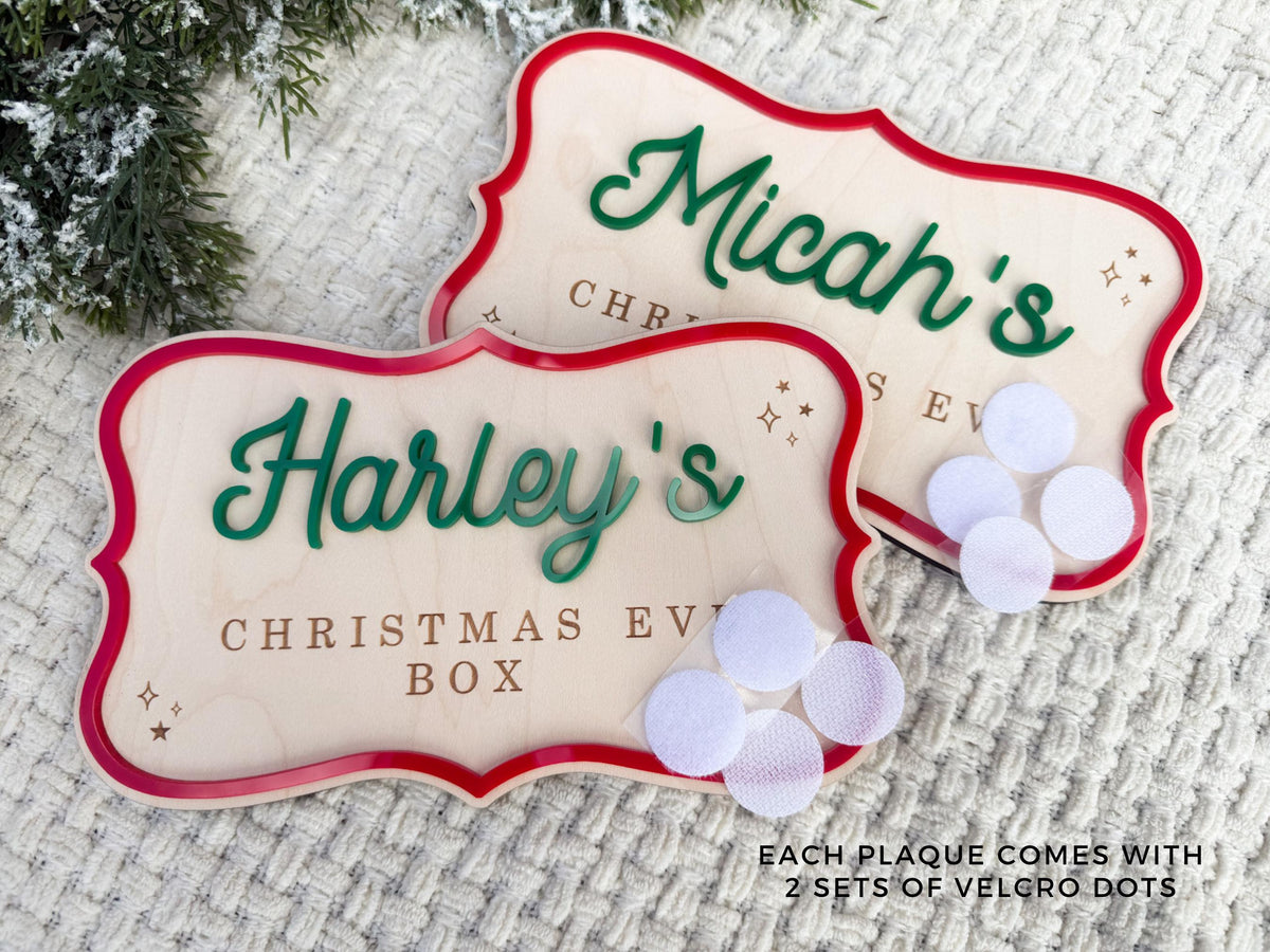 Christmas Eve Box Plaque for Kids – Christmas Crate Sign, Special Delivery Wooden Christmas Eve Box for Kids, Holiday Box Name Tag