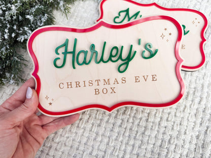Christmas Eve Box Plaque for Kids – Christmas Crate Sign, Special Delivery Wooden Christmas Eve Box for Kids, Holiday Box Name Tag
