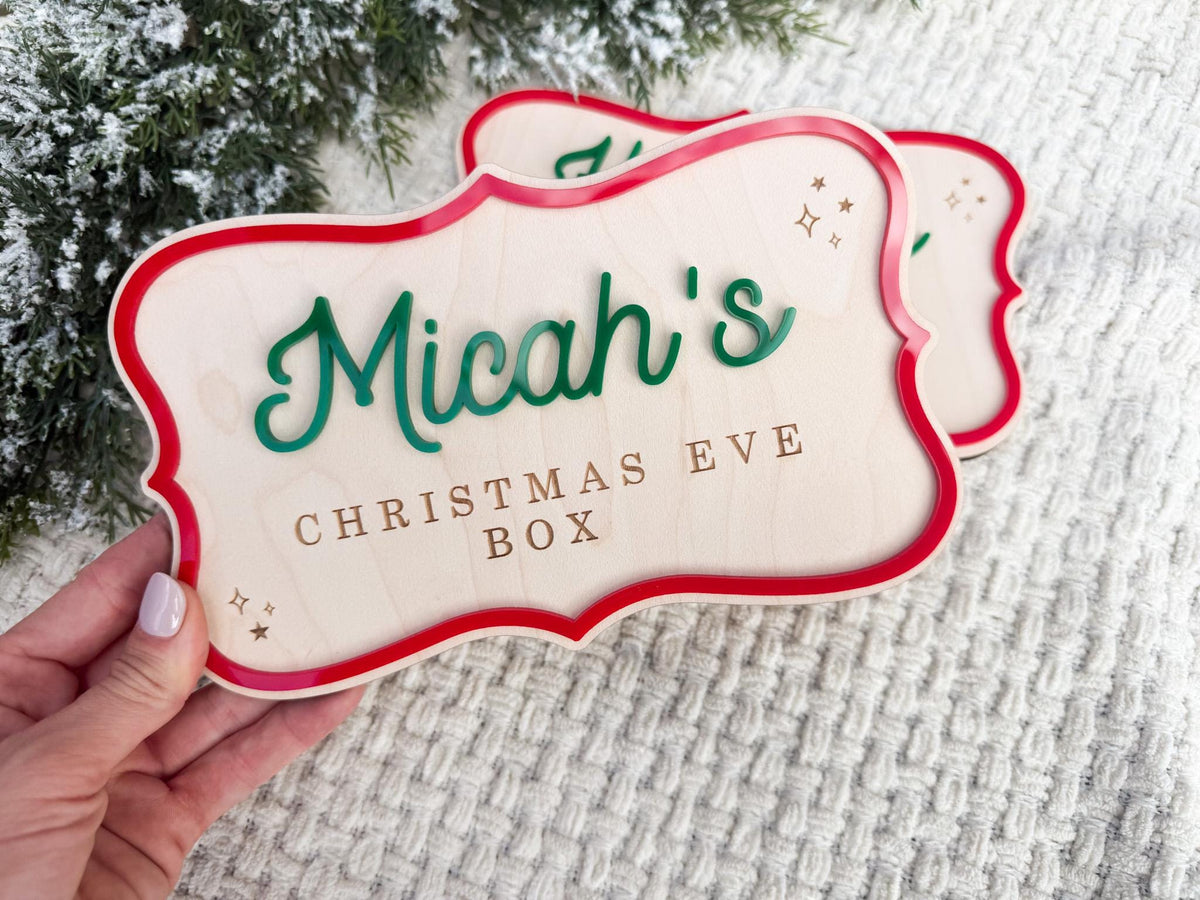 Christmas Eve Box Plaque for Kids – Christmas Crate Sign, Special Delivery Wooden Christmas Eve Box for Kids, Holiday Box Name Tag