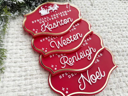 Christmas Eve Box for Kids – Christmas Crate Sign, Special Delivery Wooden Christmas Eve Box Plaque for Kids, Holiday Box Name Tag