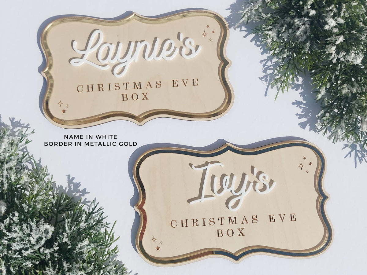 Christmas Eve Box Plaque for Kids – Christmas Crate Sign, Special Delivery Wooden Christmas Eve Box for Kids, Holiday Box Name Tag