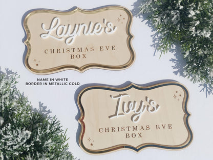 Christmas Eve Box Plaque for Kids – Christmas Crate Sign, Special Delivery Wooden Christmas Eve Box for Kids, Holiday Box Name Tag
