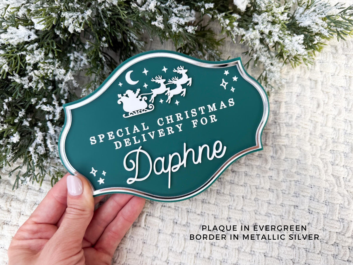 Christmas Eve Box for Kids – Christmas Crate Sign, Special Delivery Wooden Christmas Eve Box Plaque for Kids, Holiday Box Name Tag