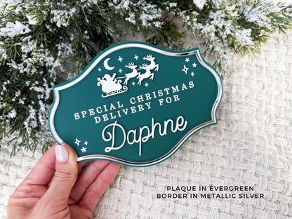 Christmas Eve Box for Kids – Christmas Crate Sign, Special Delivery Wooden Christmas Eve Box Plaque for Kids, Holiday Box Name Tag