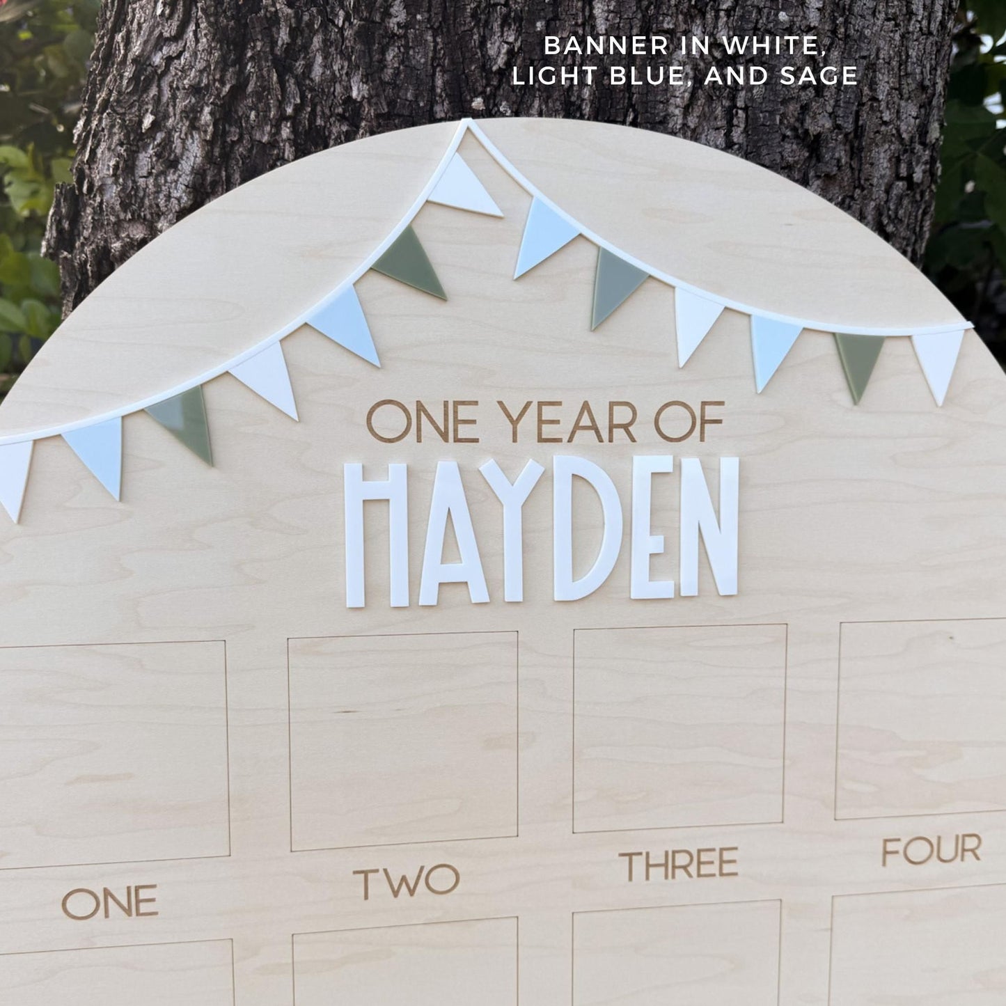 First year Photo Board, One Year of First Birthday Sign, First Birthday Bunting Banner, First Birthday Decor, Monthly Baby Photo Display