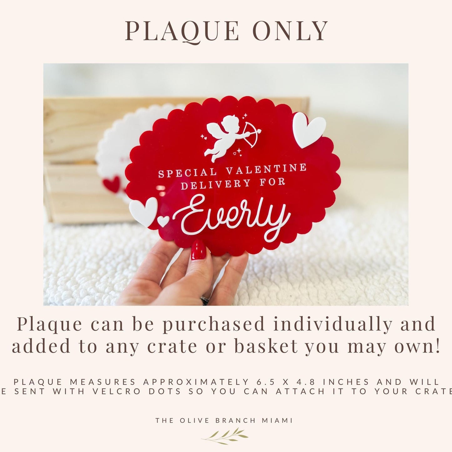 Valentine Delivery Box, Personalized Kids Valentine's Day Box, Custom Holiday Crate with Name Plaque, Special Delivery Wooden Valentine Gift