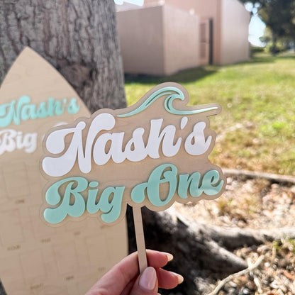 The Big One Birthday Cake Topper, First Wave Party, Surf Theme First Birthday, Beach Nautical 1st Birthday Party Decor, Custom Cake Topper