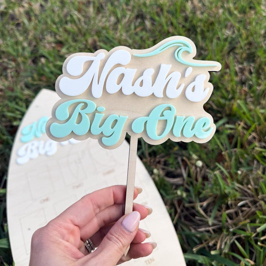 The Big One Birthday Cake Topper, First Wave Party, Surf Theme First Birthday, Beach Nautical 1st Birthday Party Decor, Custom Cake Topper