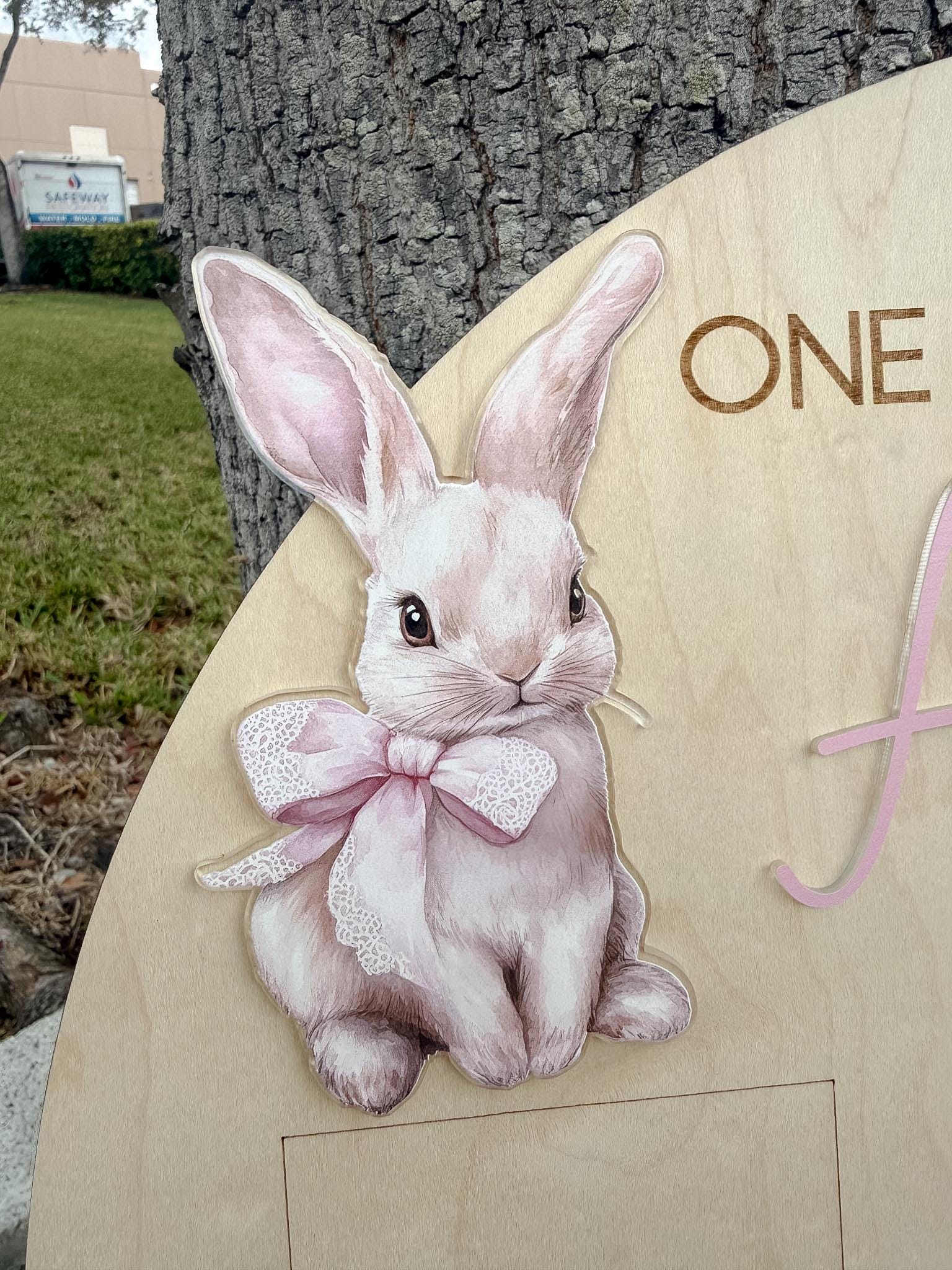 Bunny First Birthday Milestone Board, One Hoppy Year Photo Board, Some Bunny Is One Party Decor, Floral Girl 1st Birthday Sign
