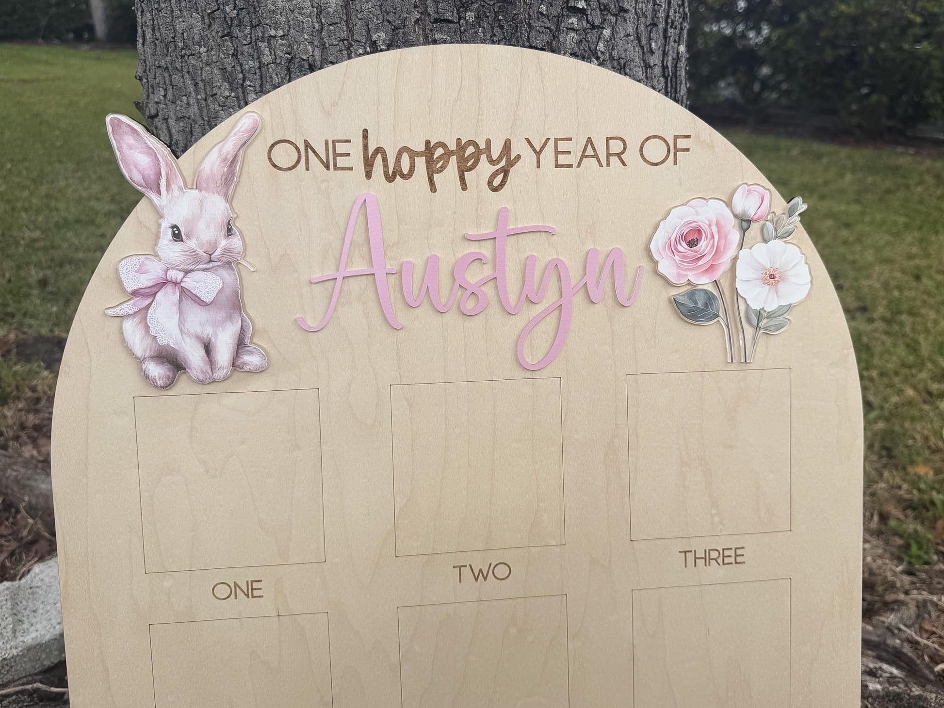 Bunny First Birthday Milestone Board, One Hoppy Year Photo Board, Some Bunny Is One Party Decor, Floral Girl 1st Birthday Sign