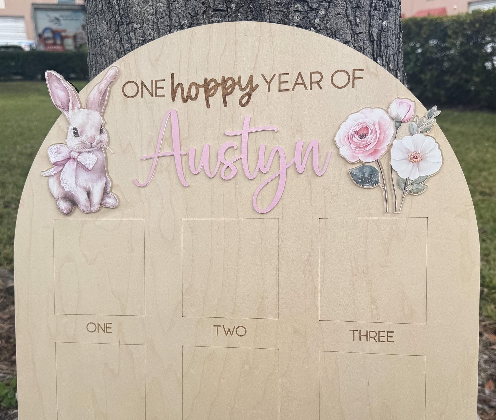 Bunny First Birthday Milestone Board, One Hoppy Year Photo Board, Some Bunny Is One Party Decor, Floral Girl 1st Birthday Sign