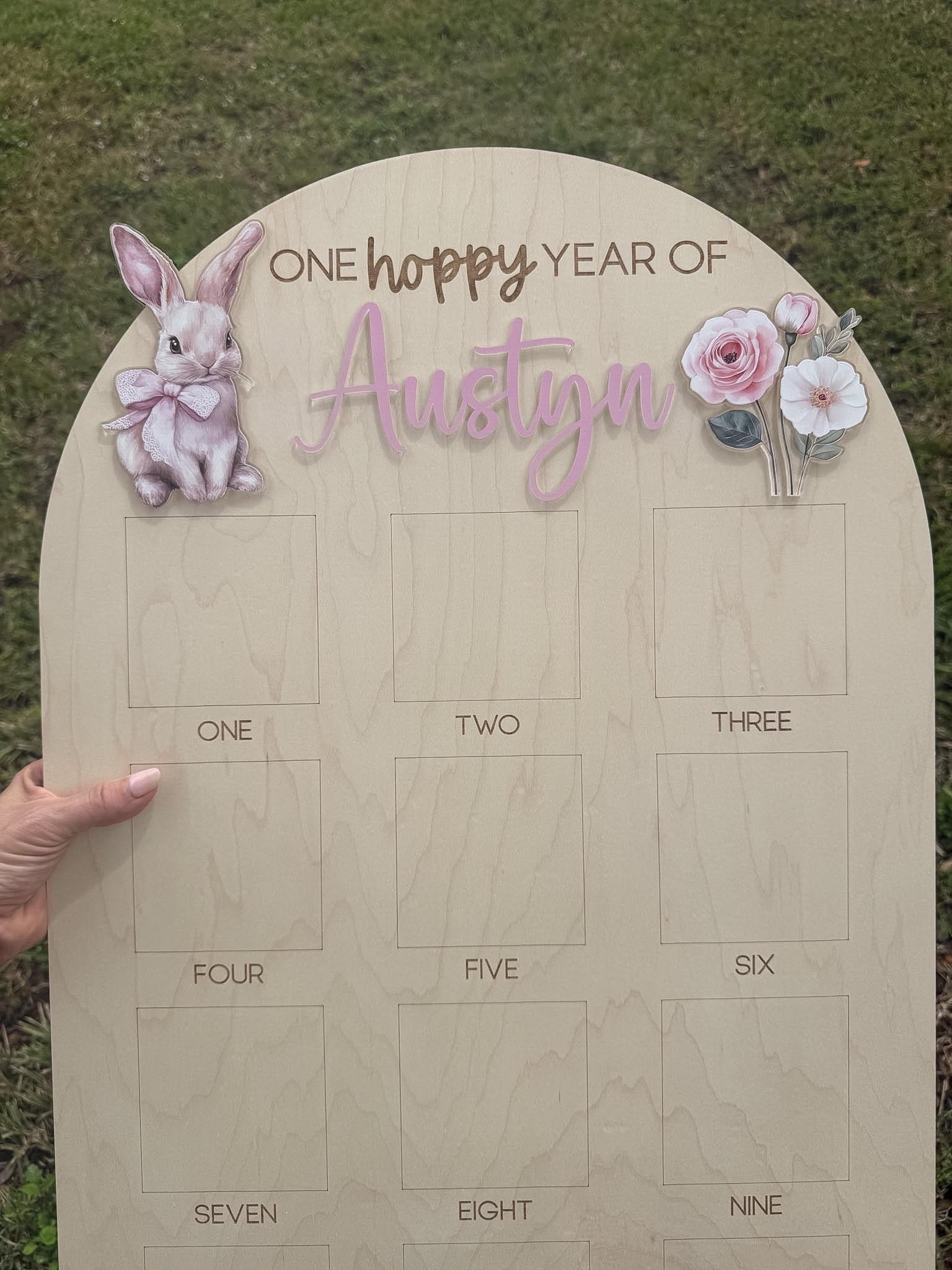 Bunny First Birthday Milestone Board, One Hoppy Year Photo Board, Some Bunny Is One Party Decor, Floral Girl 1st Birthday Sign