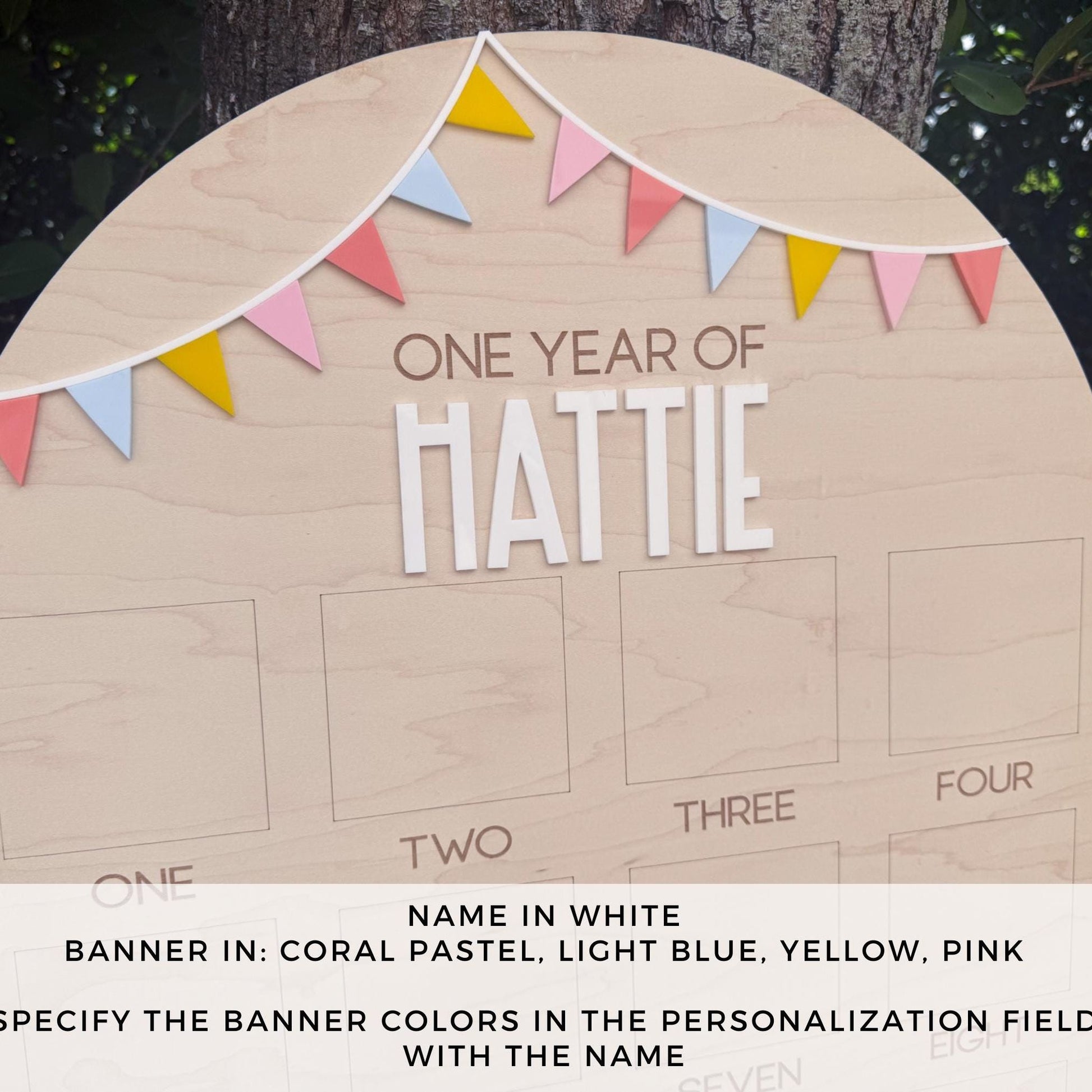 First year Photo Board, One Year of First Birthday Sign, First Birthday Bunting Banner, First Birthday Decor, Monthly Baby Photo Display