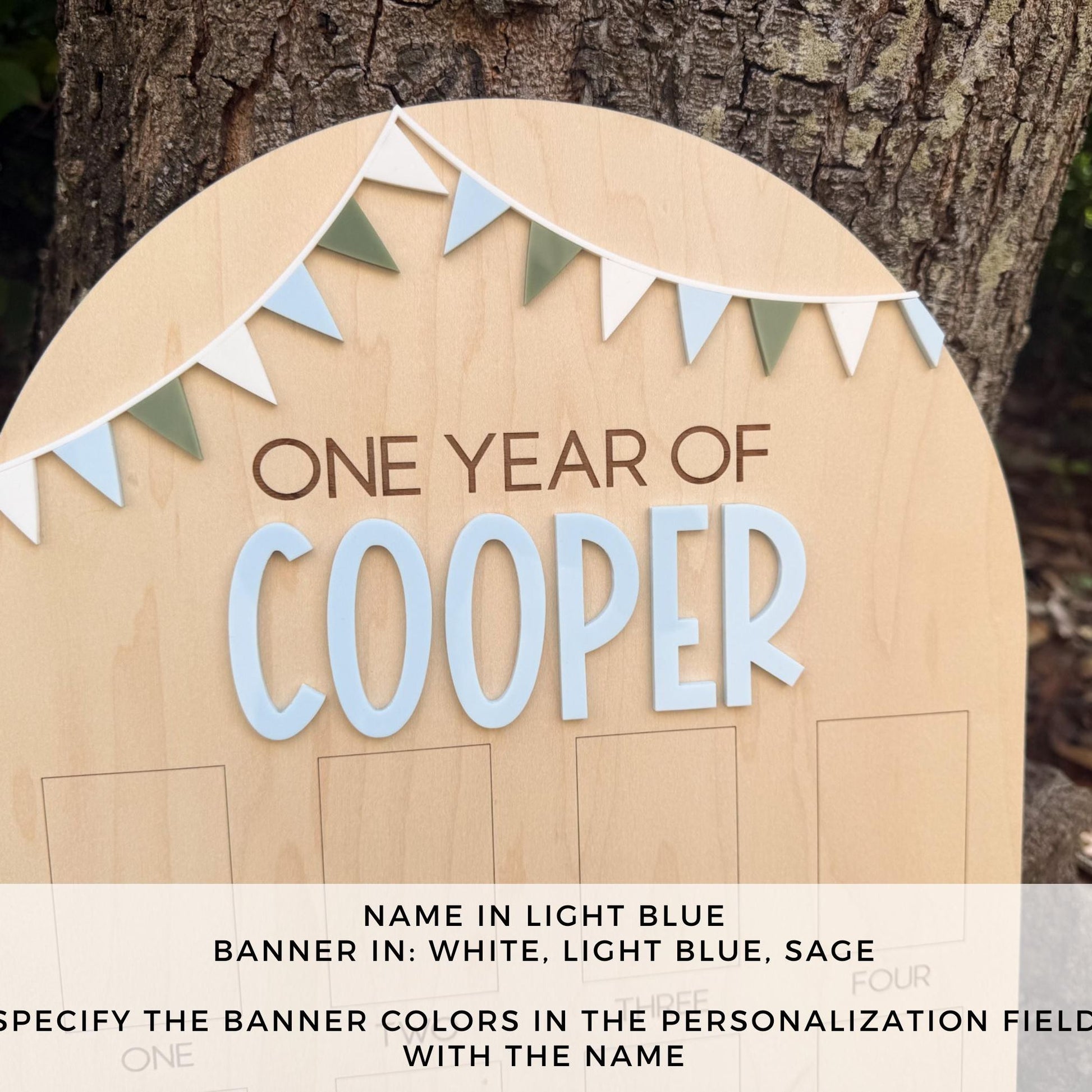 First year Photo Board, One Year of First Birthday Sign, First Birthday Bunting Banner, First Birthday Decor, Monthly Baby Photo Display
