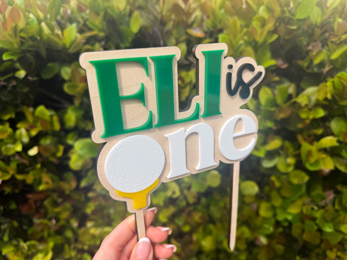 Golf First Birthday Cake Topper, Hole in One 1st Birthday, Personalized Name Golf Cake Topper, One Year Old Birthday Decor