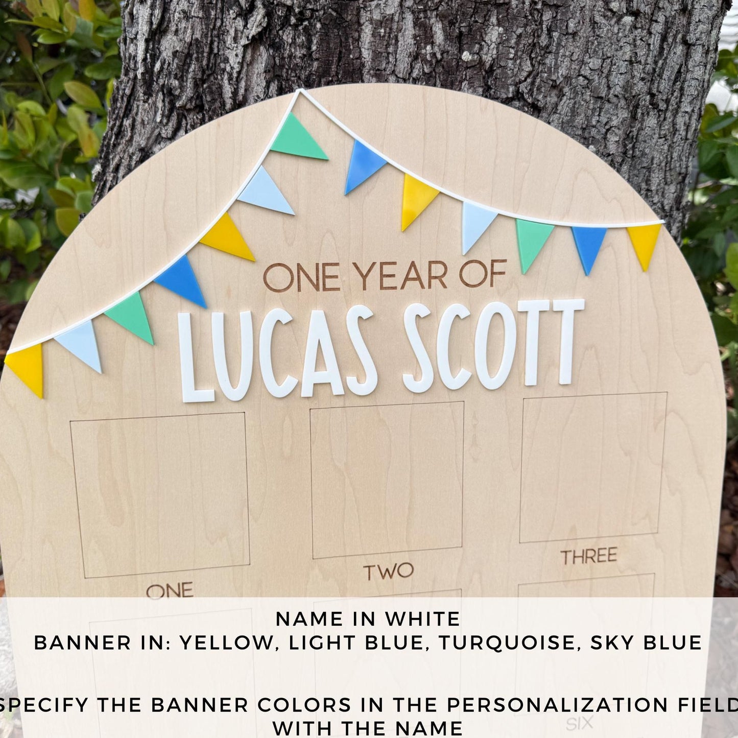 First year Photo Board, One Year of First Birthday Sign, First Birthday Bunting Banner, First Birthday Decor, Monthly Baby Photo Display