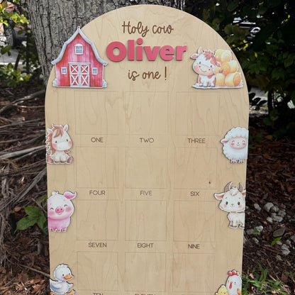 Holy Cow First Birthday Photo Board, Farm Theme Monthly Milestone Picture Board, My First Year Birthday Party Decor, Farm Theme 1st Birthday