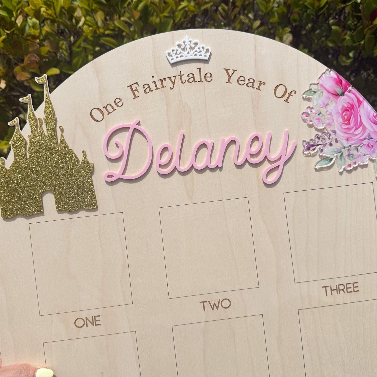 One Year of Photo Board, Princess First Year Board, Fairytale First Birthday, Baby Girl Monthly Milestone Photo Display, Once Upon A Time