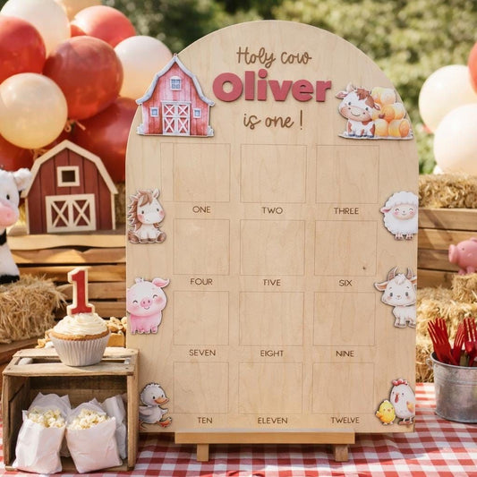 Holy Cow First Birthday Photo Board, Farm Theme Monthly Milestone Picture Board, My First Year Birthday Party Decor, Farm Theme 1st Birthday