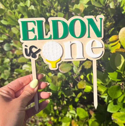 Golf First Birthday Cake Topper, Hole in One 1st Birthday, Personalized Name Golf Cake Topper, One Year Old Birthday Decor