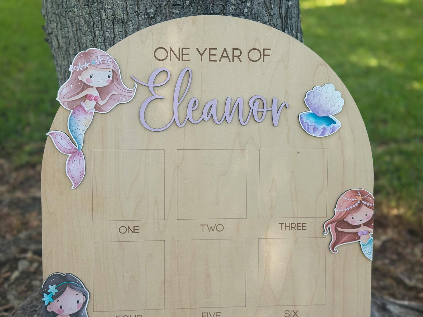 Mermaid First Birthday Photo Board, Oneder the Sea Birthday Decor, One Year Of Milestone Board, Mermaid Birthday Sign, Monthly Photo Display