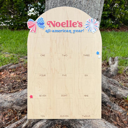 All American Girl Birthday Board, Americana First Birthday Board, Patriotic First Birthday Photo Display, Fourth of July Birthday Decor