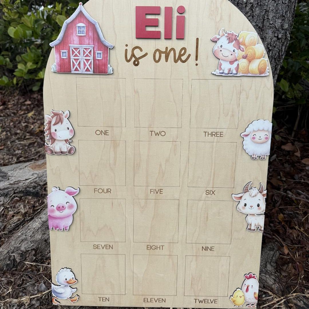 Holy Cow First Birthday Photo Board, Farm Theme Monthly Milestone Picture Board, My First Year Birthday Party Decor, Farm Theme 1st Birthday