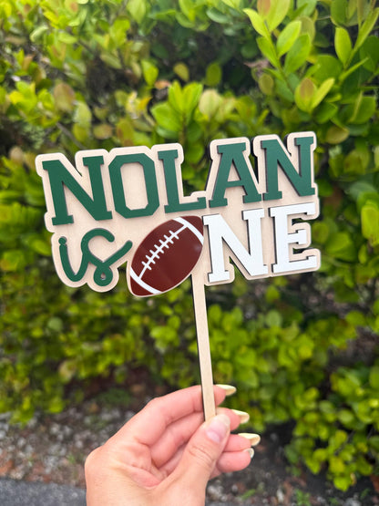 First Birthday Football Cake topper, First Year Down Birthday, Football Smash Cake, Custom Name Football First Birthday Cake Topper