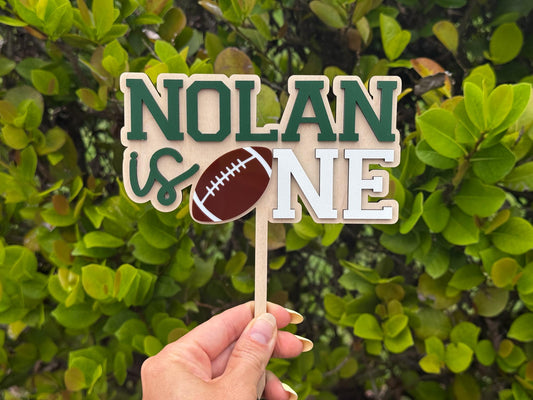 First Birthday Football Cake topper, First Year Down Birthday, Football Smash Cake, Custom Name Football First Birthday Cake Topper