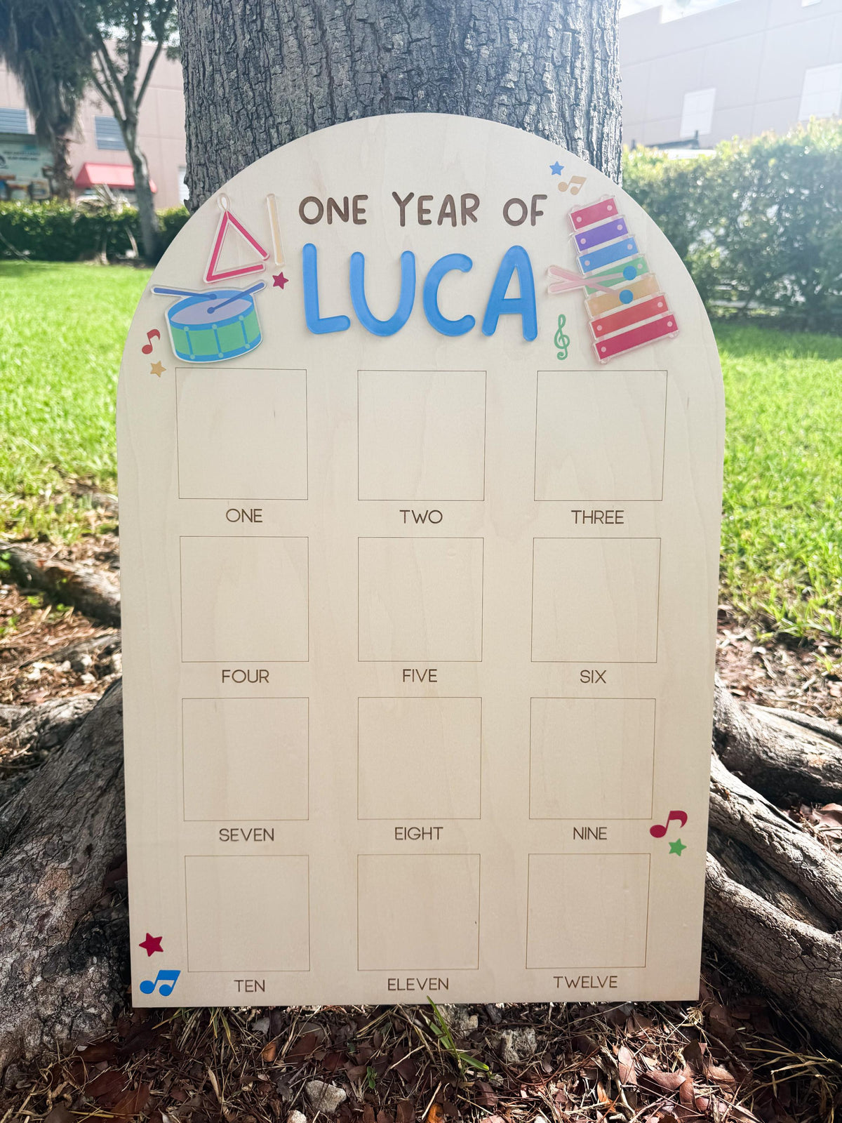 First Birthday Photo Board, Music Theme First Birthday, Musical Instrument First Photo Board, 1st Birthday Song Dance Party, 12 Month Photo