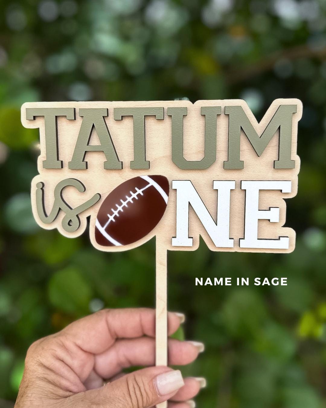 First Birthday Football Cake topper, First Year Down Birthday, Football Smash Cake, Custom Name Football First Birthday Cake Topper
