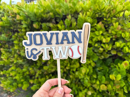 Baseball 2nd Birthday Cake Topper, Baseball Is Two Cake Topper, Rookie of the Year Birthday, Sports Theme Cake Topper, Name Cake Topper