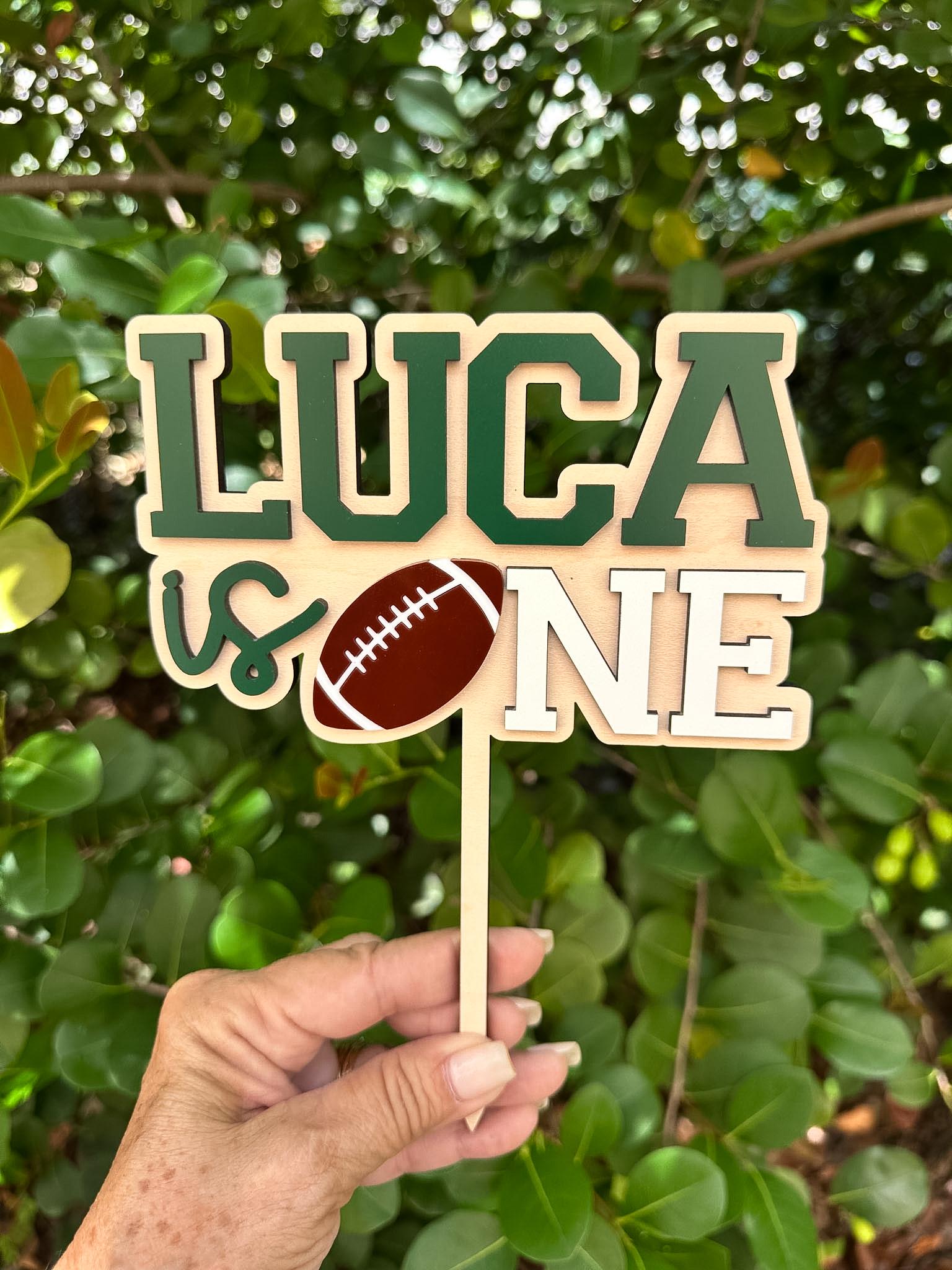 First Birthday Football Cake topper, First Year Down Birthday, Football Smash Cake, Custom Name Football First Birthday Cake Topper