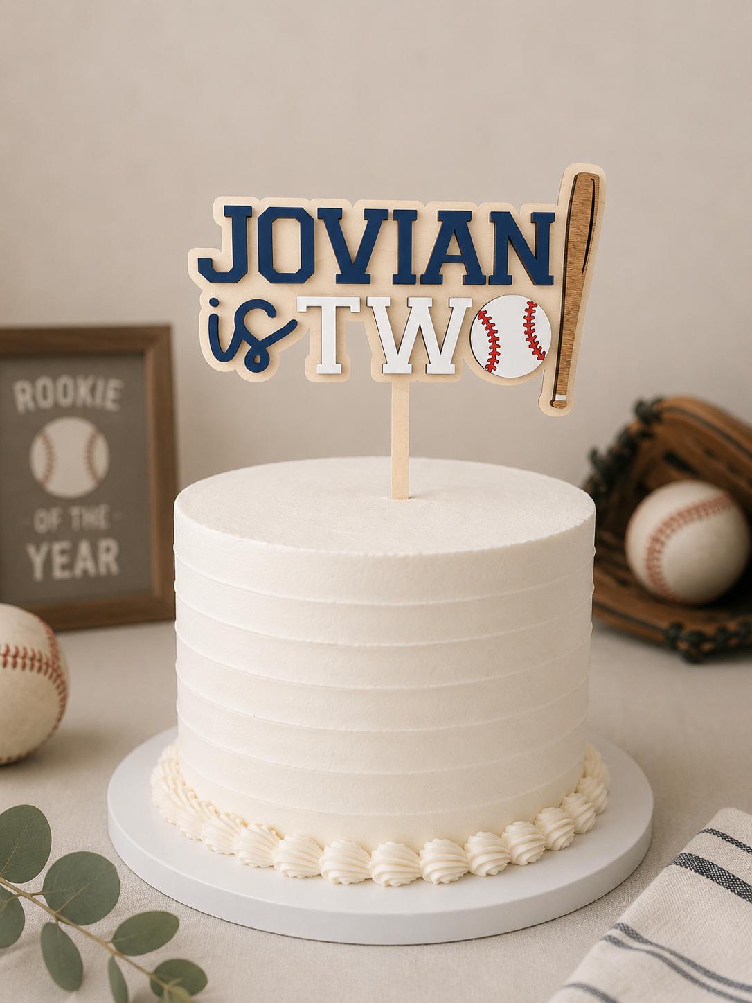 Baseball 2nd Birthday Cake Topper, Baseball Is Two Cake Topper, Rookie of the Year Birthday, Sports Theme Cake Topper, Name Cake Topper