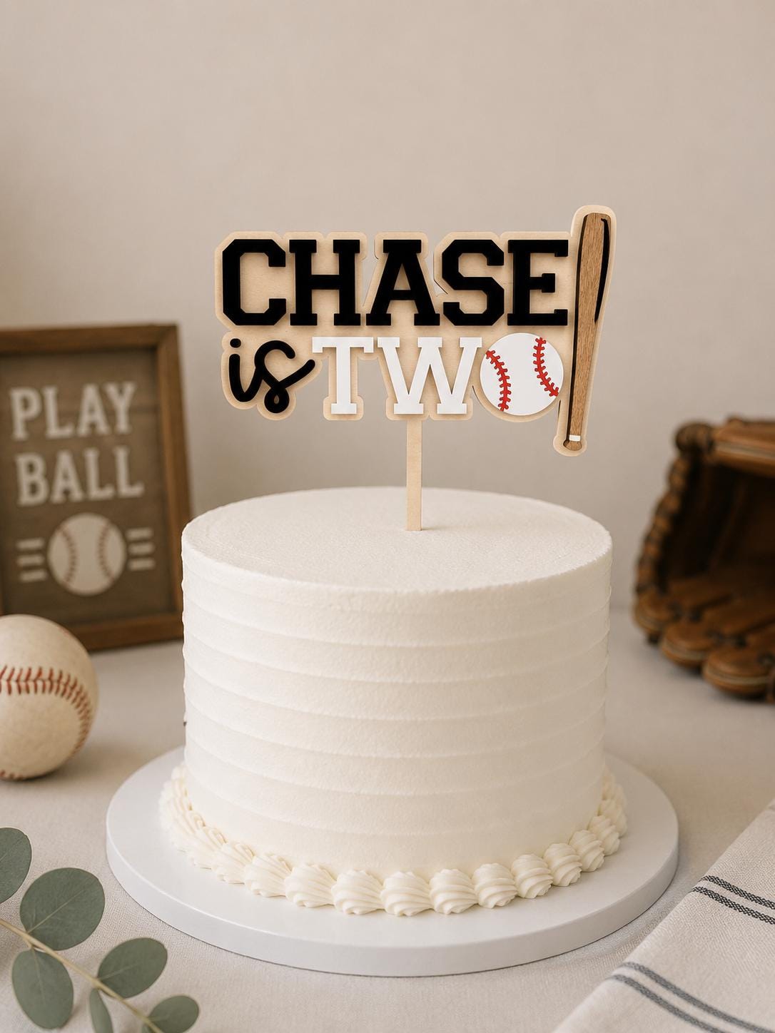 Baseball 2nd Birthday Cake Topper, Baseball Is Two Cake Topper, Rookie of the Year Birthday, Sports Theme Cake Topper, Name Cake Topper