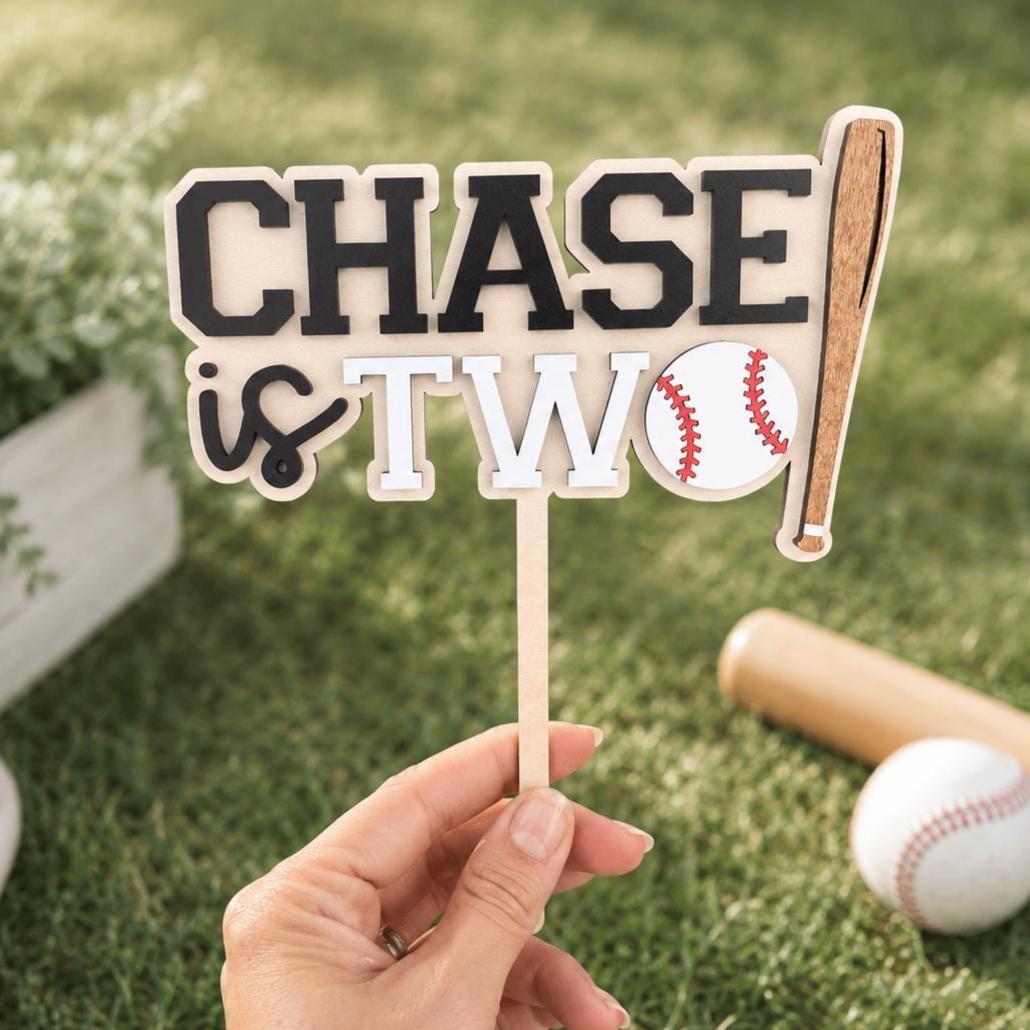 Baseball 2nd Birthday Cake Topper, Baseball Is Two Cake Topper, Rookie of the Year Birthday, Sports Theme Cake Topper, Name Cake Topper
