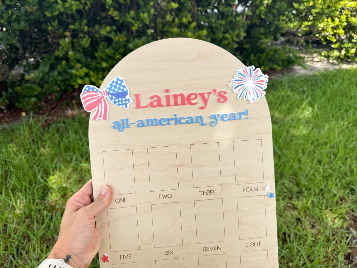 All American Girl Birthday Board, Americana First Birthday Board, Patriotic First Birthday Photo Display, Fourth of July Birthday Decor