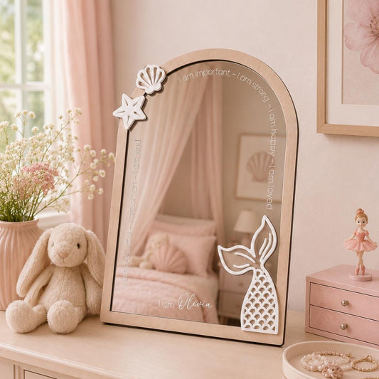 Personalized Affirmation Mirror | Custom Kids Mirror | Positive Daily Affirmation Mirror for Kids | Nursery Decor | Self Love Mirror
