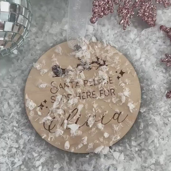 Santa Please Stop Here Ornament, Stop here for Santa Sign for Kids, Santa stop here, Personalized Kids Christmas Ornament, Stocking tag