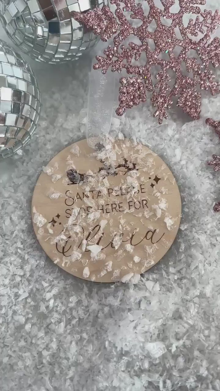 Santa Please Stop Here Ornament, Stop here for Santa Sign for Kids, Santa stop here, Personalized Kids Christmas Ornament, Stocking tag