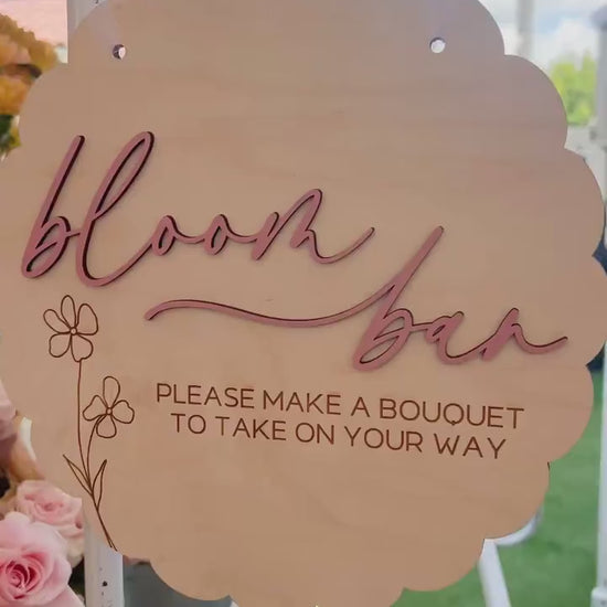 Bloom Bar Sign, Flower Bar Bridal Shower Sign, Baby in Bloom Baby Shower Sign, Hanging Make a Bouquet Sign, Bloom Bar Wedding Sign