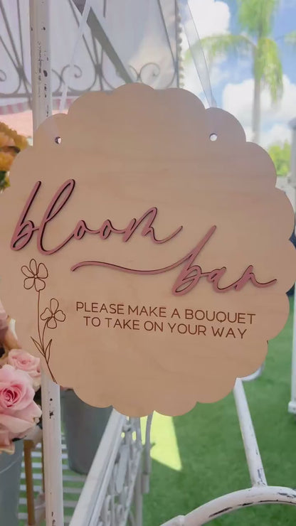 Bloom Bar Sign, Flower Bar Bridal Shower Sign, Baby in Bloom Baby Shower Sign, Hanging Make a Bouquet Sign, Bloom Bar Wedding Sign