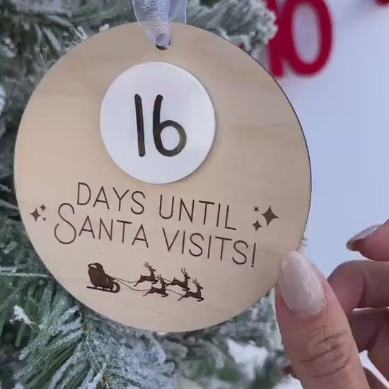 Christmas Countdown Ornament, Santa Countdown Ornament, Santa Comes To Visit Countdown, Dry Erase Sleeps Until Christmas Sign
