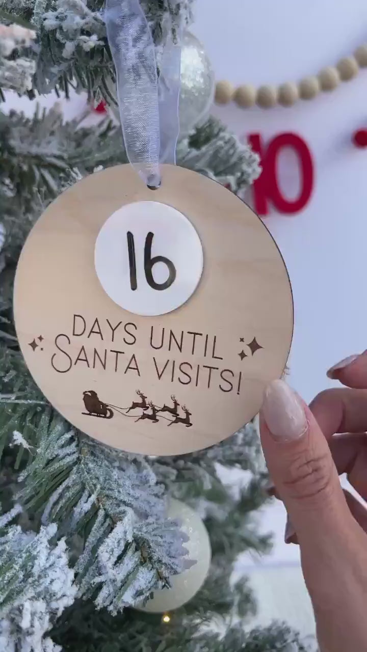 Christmas Countdown Ornament, Santa Countdown Ornament, Santa Comes To Visit Countdown, Dry Erase Sleeps Until Christmas Sign