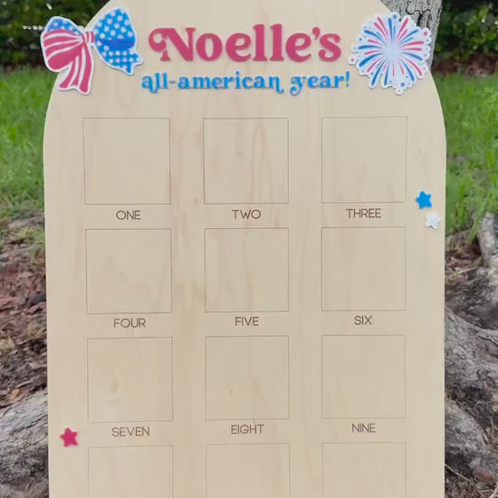 All American Girl Birthday Board, Americana First Birthday Board, Patriotic First Birthday Photo Display, Fourth of July Birthday Decor