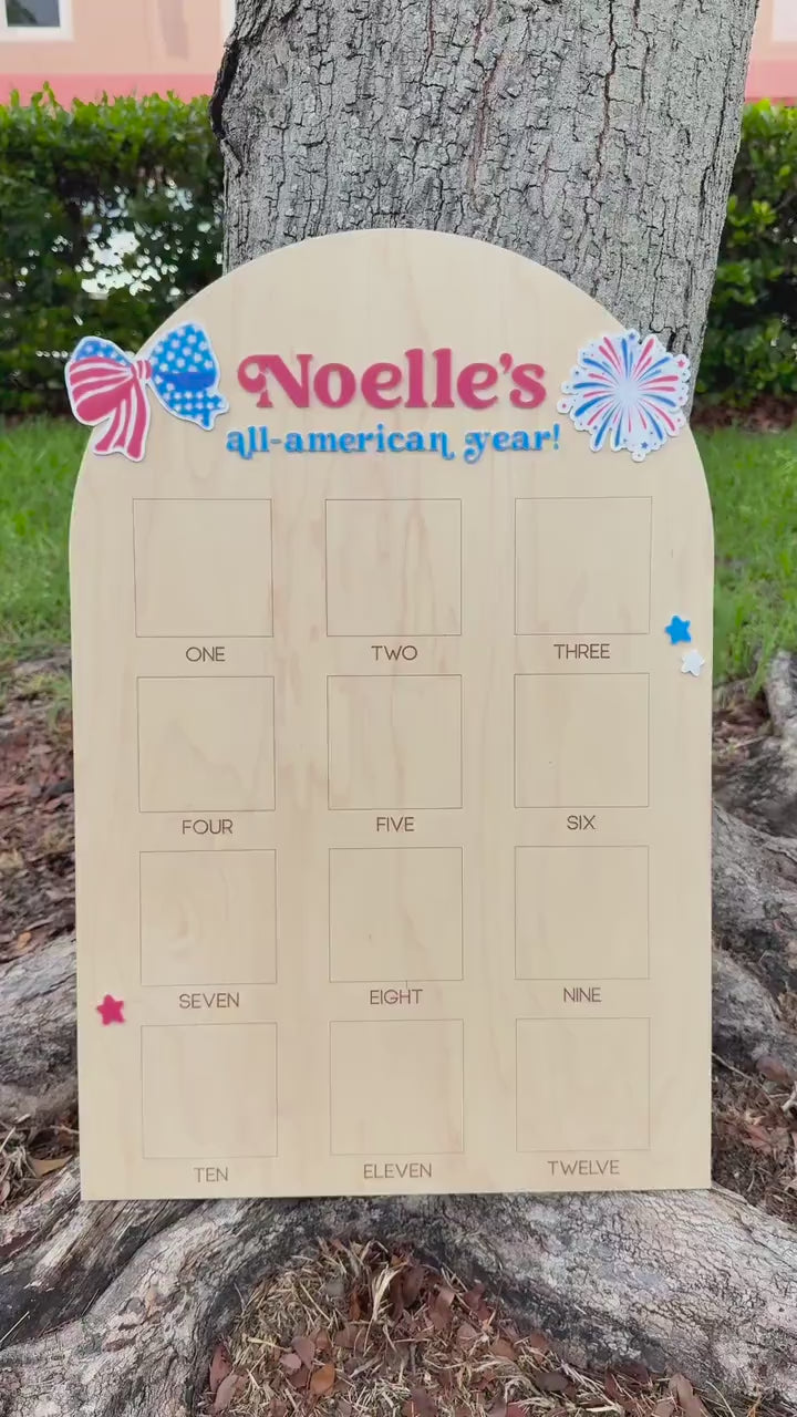 All American Girl Birthday Board, Americana First Birthday Board, Patriotic First Birthday Photo Display, Fourth of July Birthday Decor