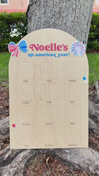 All American Girl Birthday Board, Americana First Birthday Board, Patriotic First Birthday Photo Display, Fourth of July Birthday Decor