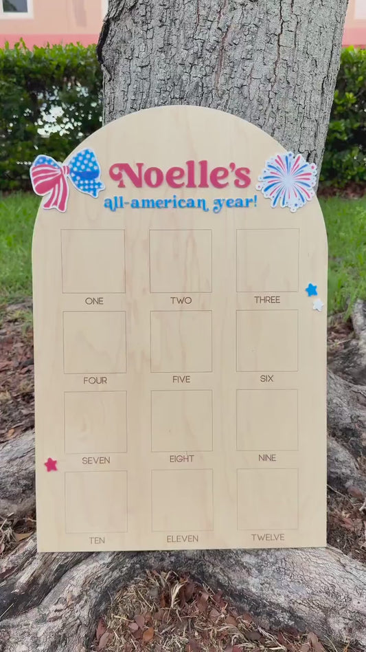 All American Girl Birthday Board, Americana First Birthday Board, Patriotic First Birthday Photo Display, Fourth of July Birthday Decor